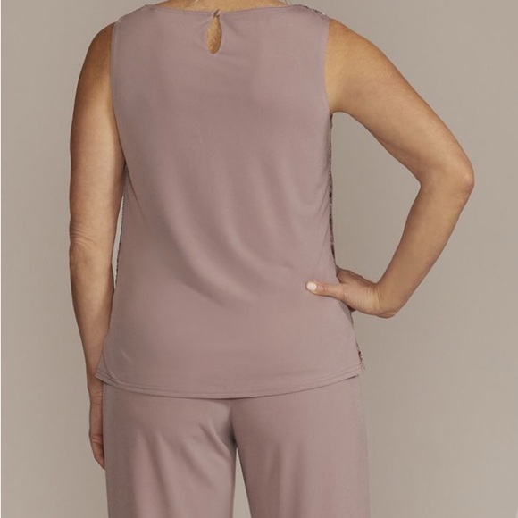 Oleg Cassini - David’s Bridal Straight Leg Embroidered Chiffon Three Piece Set - Picture 7 of 8